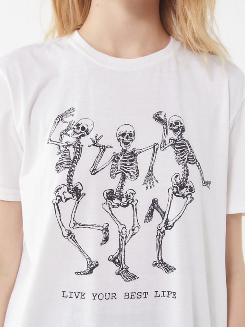 Urban Outfitters "Live Your Best Life" Skeleton Graphic Tee